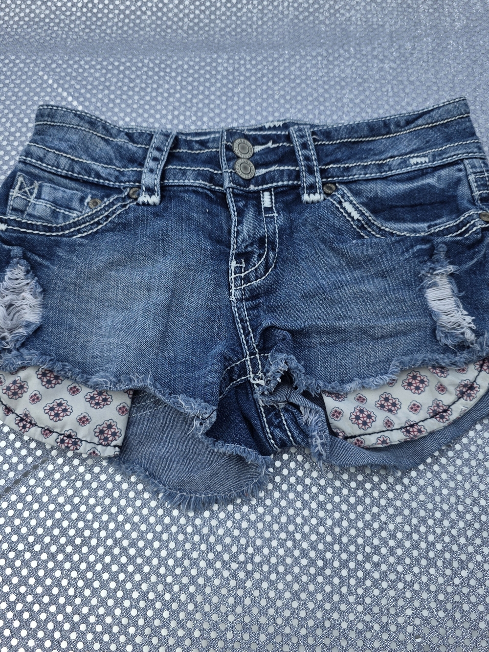Rue 21 Denim Distressed Women’s Shorts - Blue Size 1/2